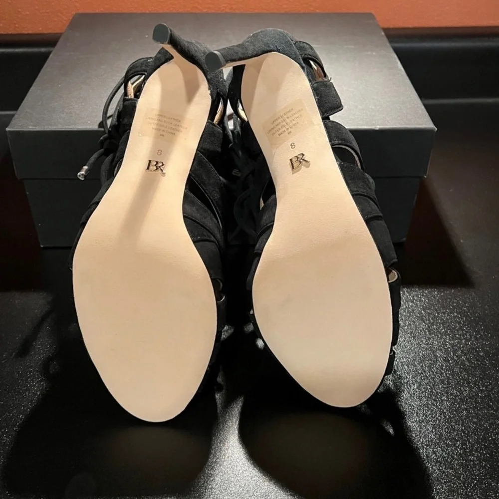 Banana‎ Republic Women's Cutout Going Out Peep Toe Jenne Suede Heel Black Size 8
